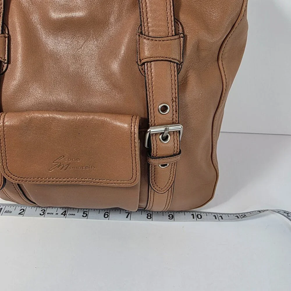 Stone Mountain Genuine Leather Tan Shoulder Bag Organizer Pockets